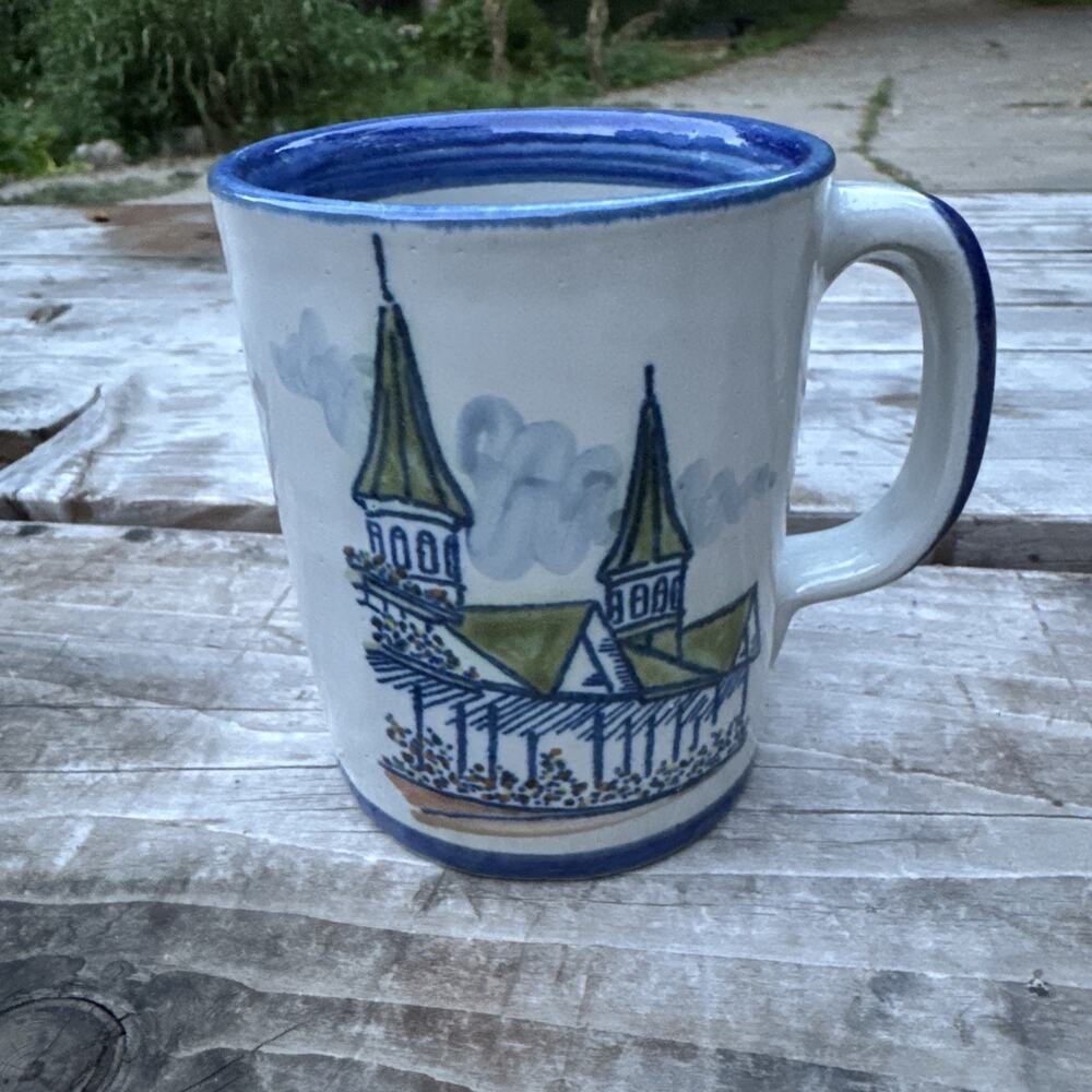Louisville Stoneware Churchill Downs Kentucky Derby Mug Handpainted Twin Spires